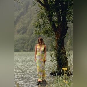Zara Vibrant Yellow and Green Backless Dress